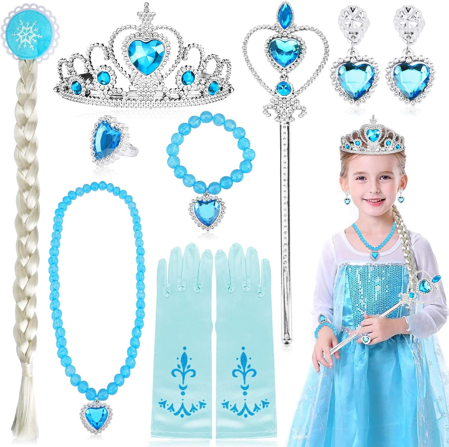 Coffret 8 accessoires Elsa La Reine des Neiges avec bague et tresse – Image 3