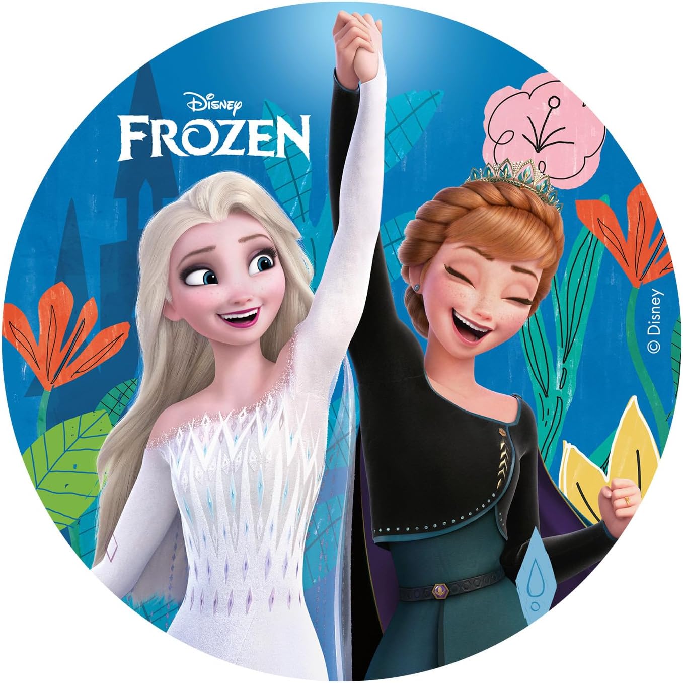 Disque comestible Anna et Elsa La Reine des Neiges 15,5