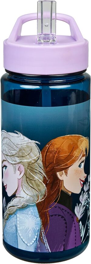 Gourde enfant La Reine des Neiges Elsa, Anna et Olaf avec paille intégrée 500 ml