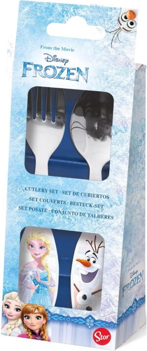 Frozen La Reine des Neiges lot de 2 couverts enfant Elsa et Olaf en acier inoxydable