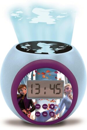 Réveil projecteur Disney La Reine des Neiges Anna Elsa avec veilleuse LCD