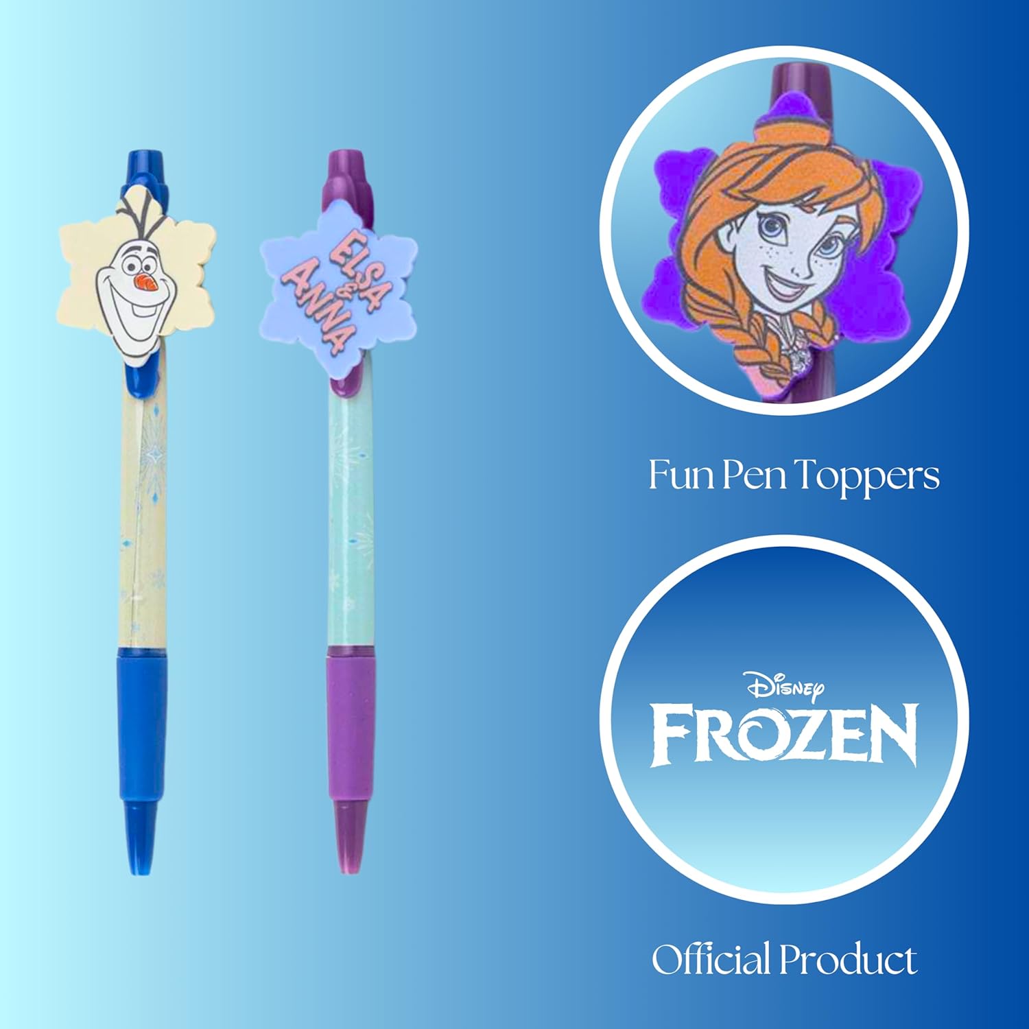 Lot de 4 stylos Disney Frozen à encre noire, motif 3D Elsa Anna Olaf – Image 3