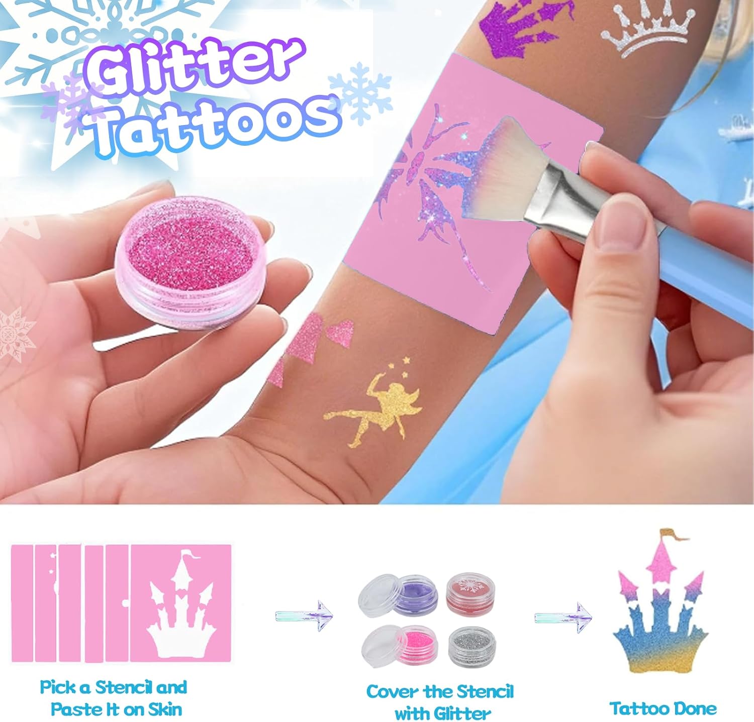Coffret maquillage lavable Reine des Neiges avec couronne pour enfant – Image 3