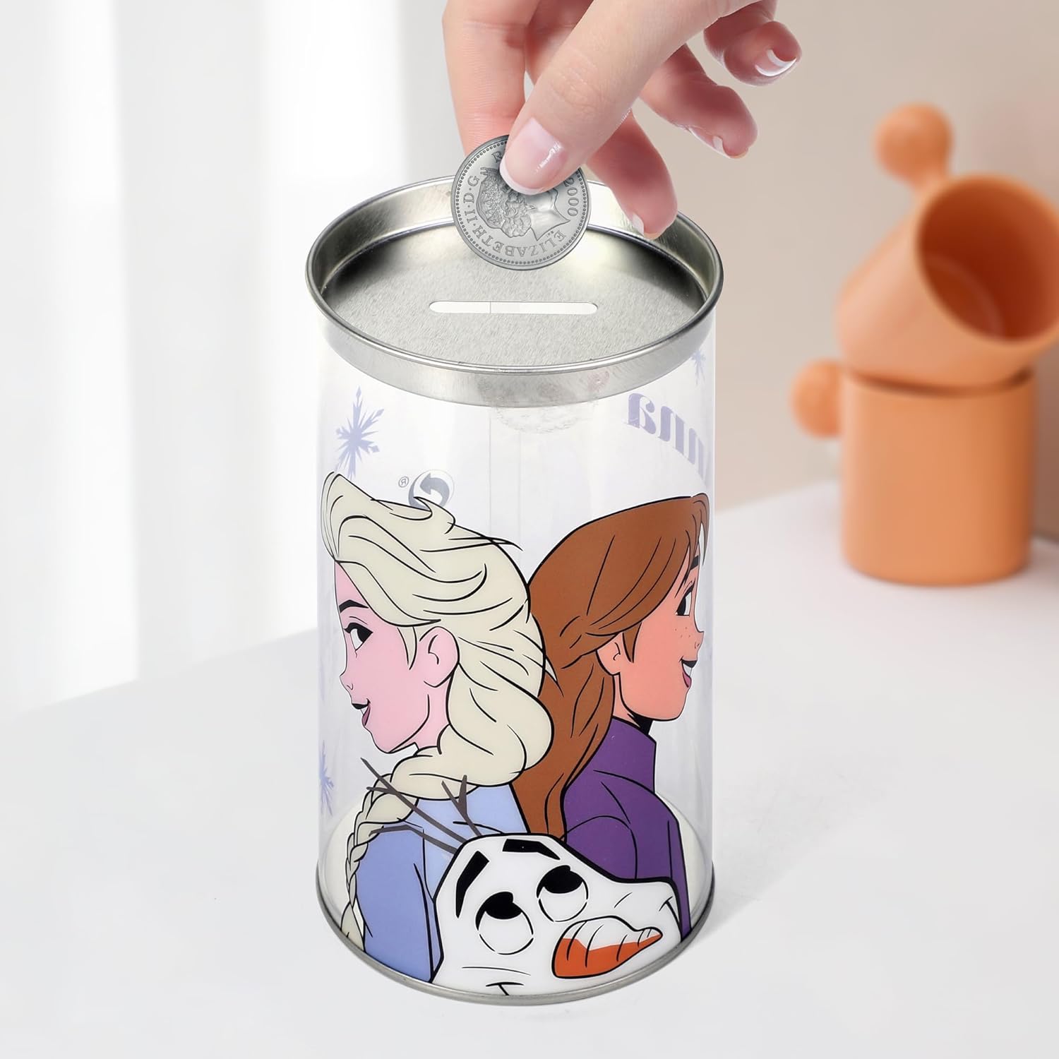 Lot de 4 paires de chaussettes Disney La Reine des Neiges en coton avec tirelire ronde – Image 2