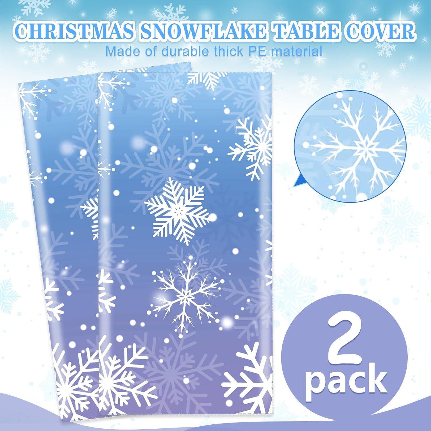 Nappe d’anniversaire Reine des Neiges en plastique 137 x 274 cm, lot de 2 – Image 4