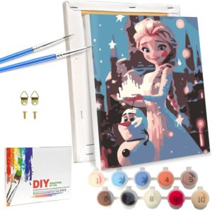 Kit Reine des Neiges de peinture par numéros avec cadre 18 x 24 cm