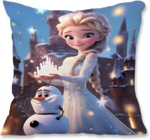 Housse de coussin La Reine des Neiges Eisa Princesse double face avec fermeture éclair dissimulée, 45 x 45 cm