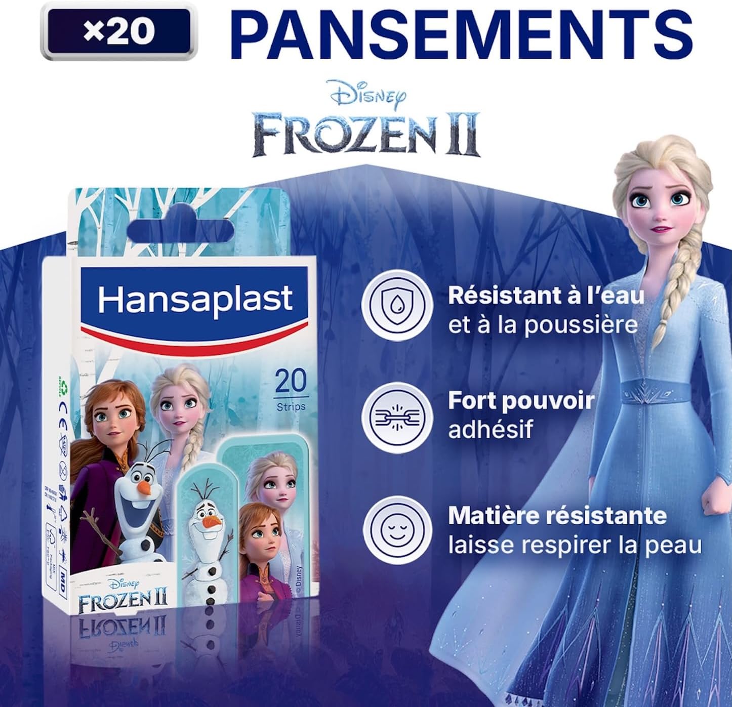 Hansaplast Disney La Reine des Neiges, 20 pansements enfant en 2 formats – Image 2