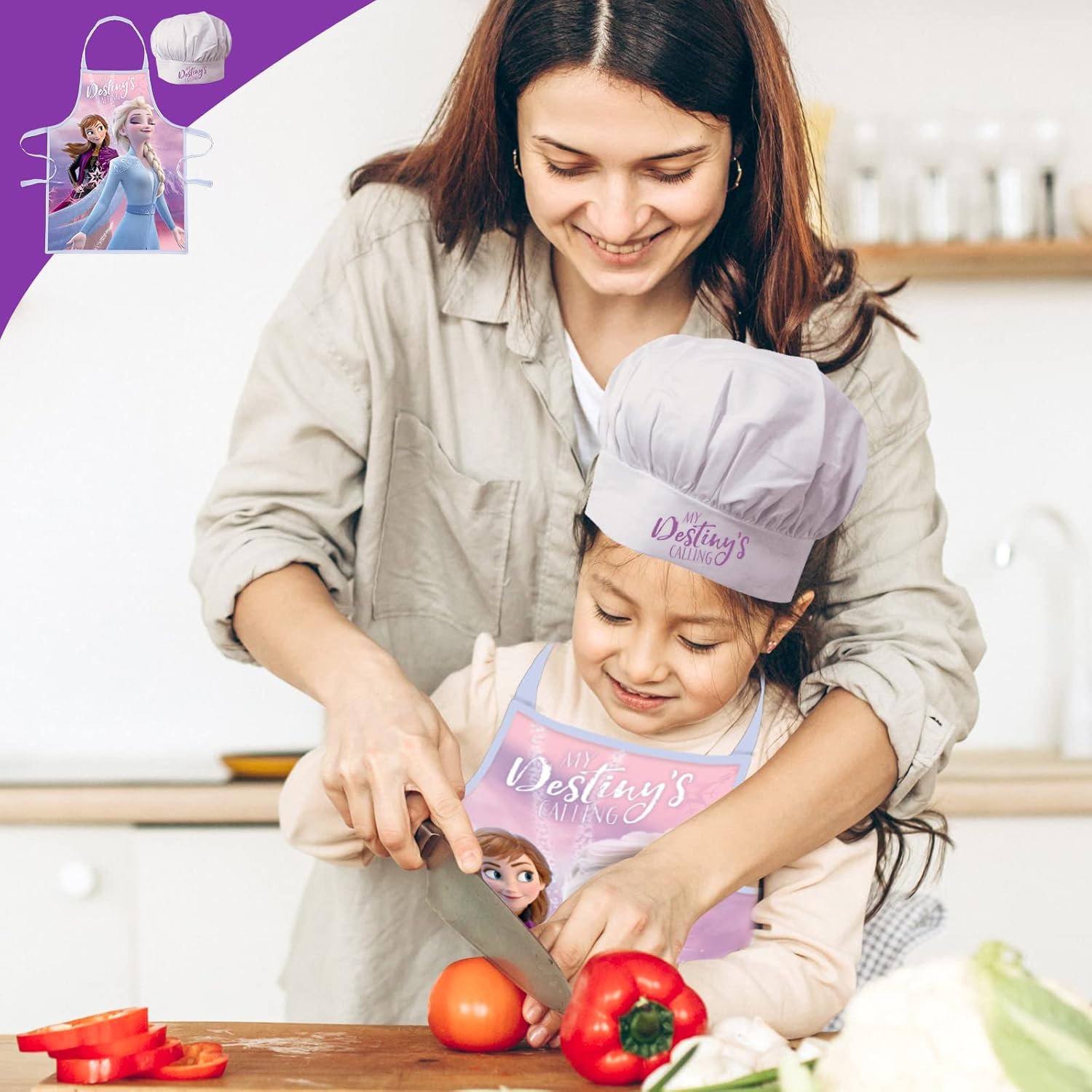 Ensemble tablier et toque ajustable enfant Frozen, 3 à 8 ans – Image 3