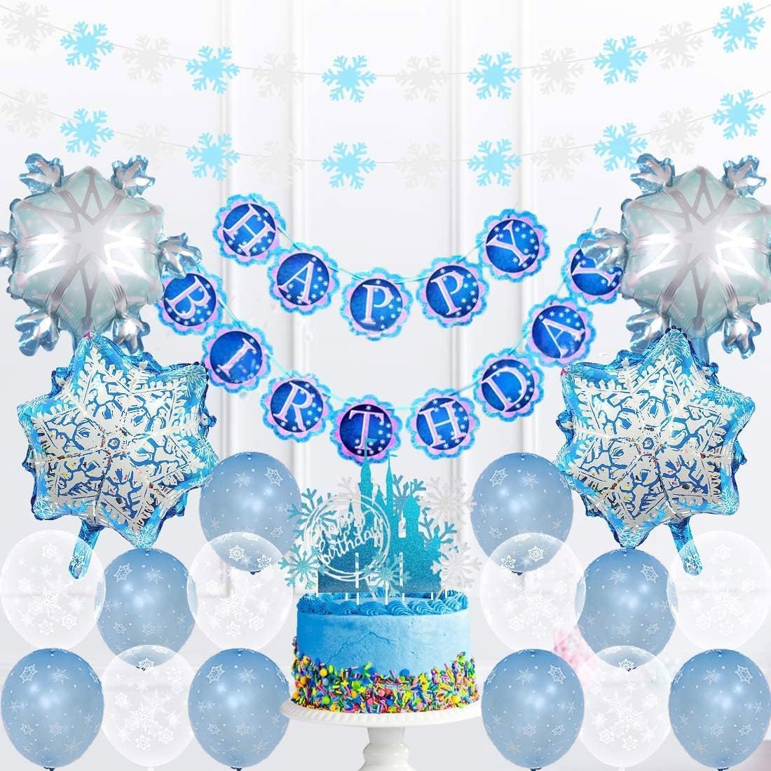Décoration de gâteau La Reine des Neiges château bleu glacé, lot de 42 – Image 6
