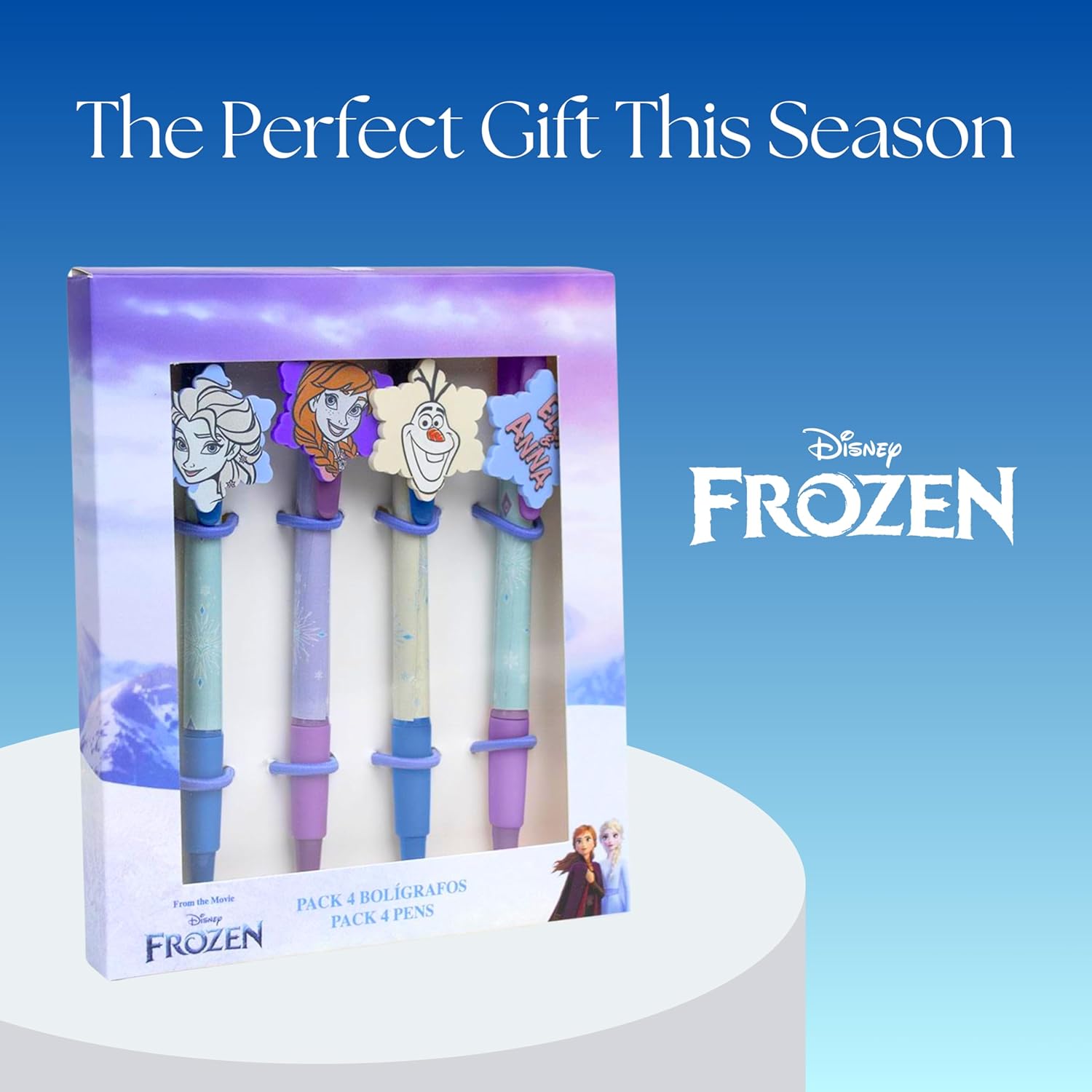 Lot de 4 stylos Disney Frozen à encre noire, motif 3D Elsa Anna Olaf – Image 6
