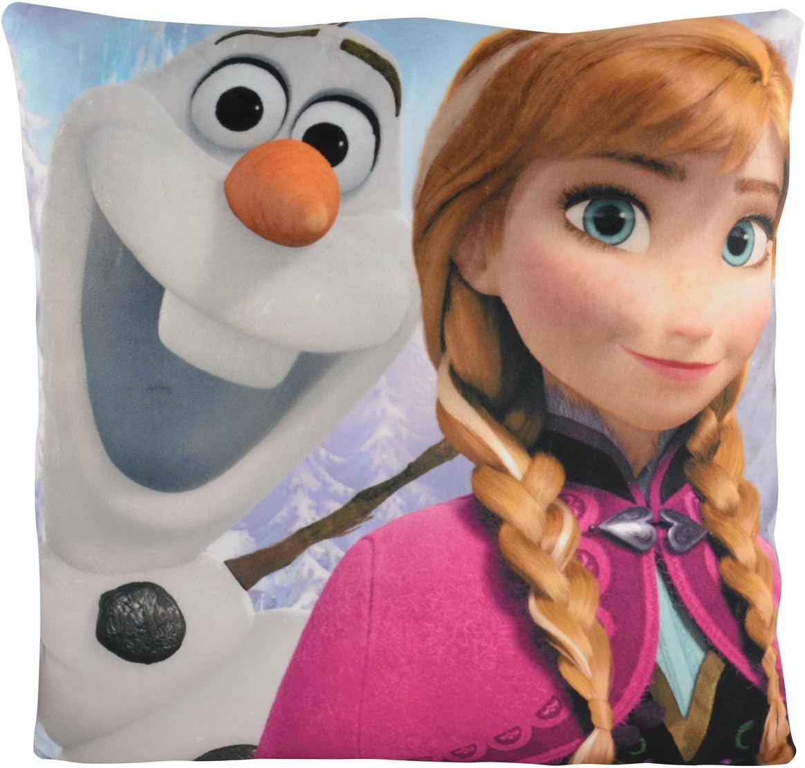 Coussin Anna et Olaf Disney La Reine des Neiges Frozen, imprimé des deux côtés, 40 cm x 40 cm