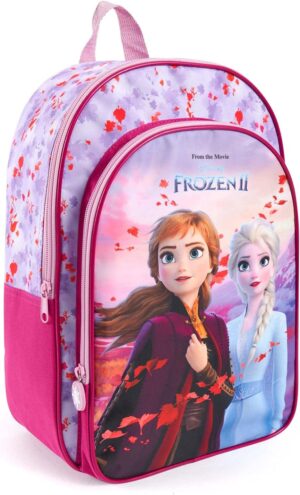 Sac à dos scolaire Disney Frozen 2 Elsa et Anna avec poche avant 36x25x12 cm
