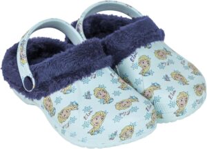 Chaussons sabot Frozen Elsa Anna enfant, doublure en peau de mouton