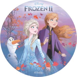 Disque azyme La Reine des neiges II Elsa, Anna et Olaf pour gâteau 20 cm