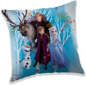 Coussin La Reine des Neiges 2 avec Anna, Elsa et Olaf 40 x 40 cm