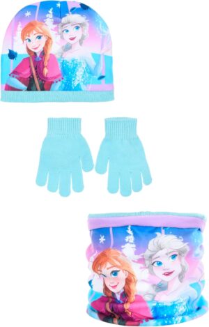 Ensemble bonnet, tour de cou et gants La Reine des Neiges pour fille