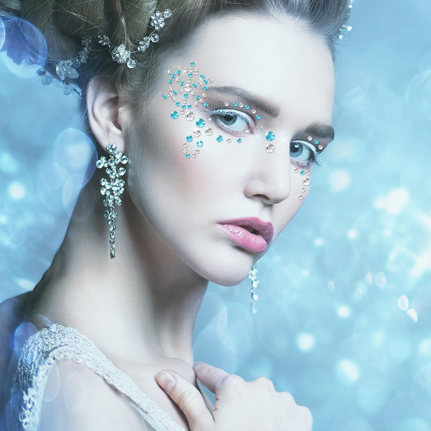 Tatouages visage La Reine des Neiges Elsa avec pierres scintillantes – Image 6