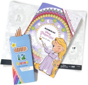 Cahier de coloriage Disney Reine des Neiges et mandalas avec 12 crayons