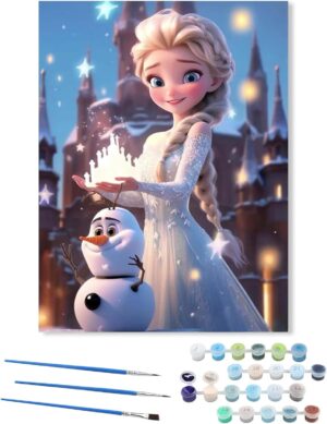 Kit peinture par numéros Elsa La Reine des Neiges sur toile 40 x 50 cm