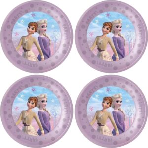 Assiettes réutilisables Frozen II Anna et Elsa en plastique, lot de 4