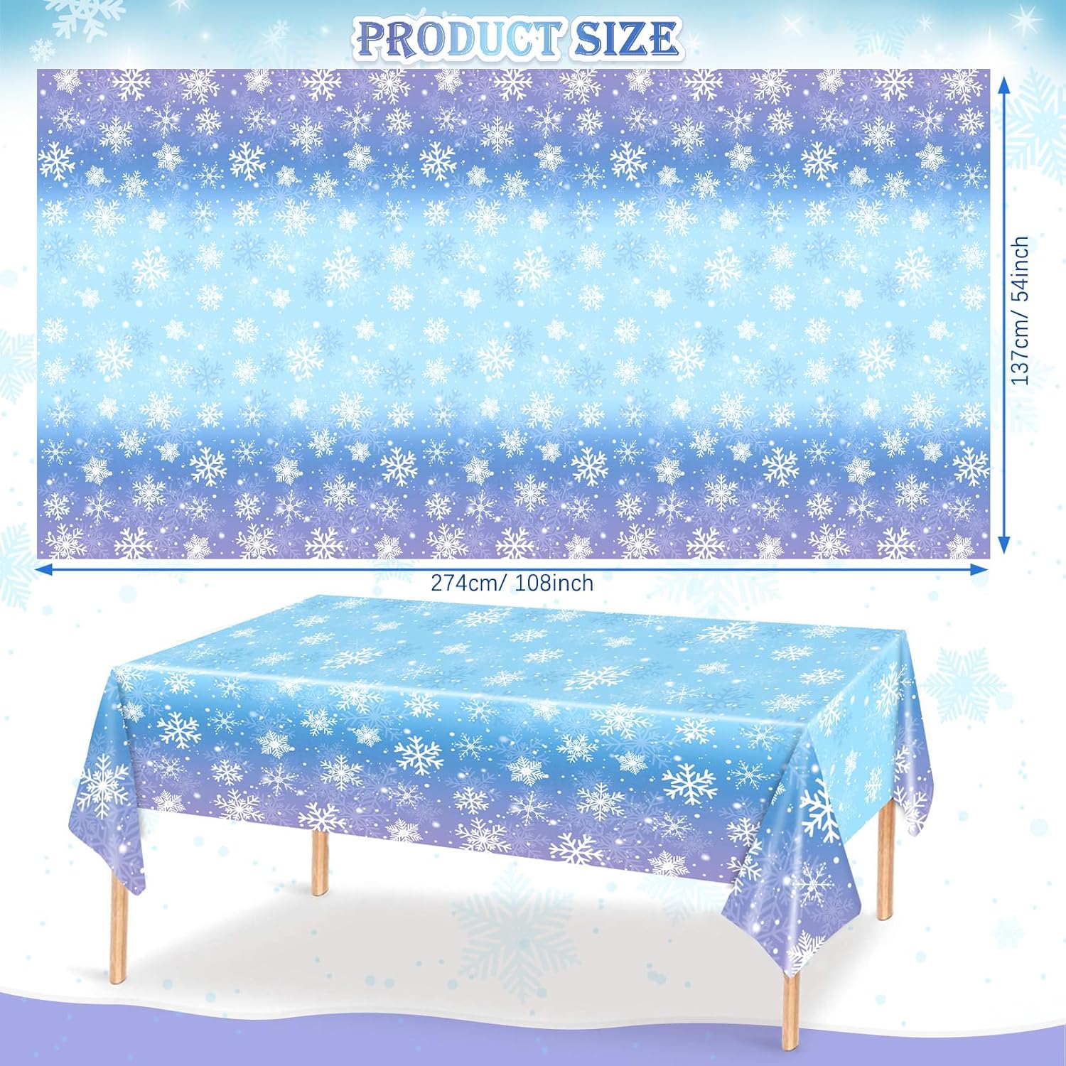 Nappe d’anniversaire Reine des Neiges en plastique 137 x 274 cm, lot de 2 – Image 2