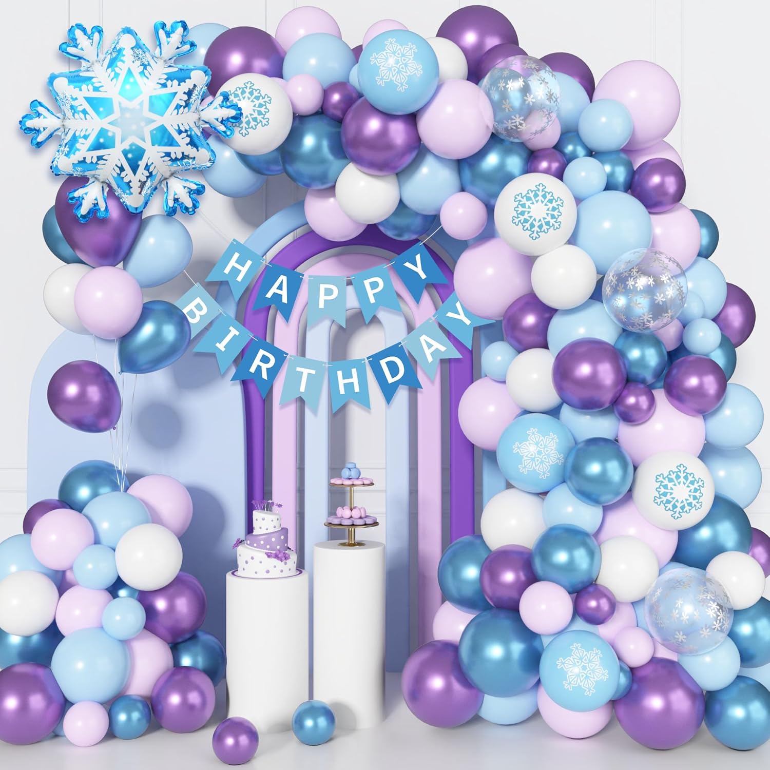 Kit de 173 pièces ballons La Reine des Neiges violet blanc 12 pouces
