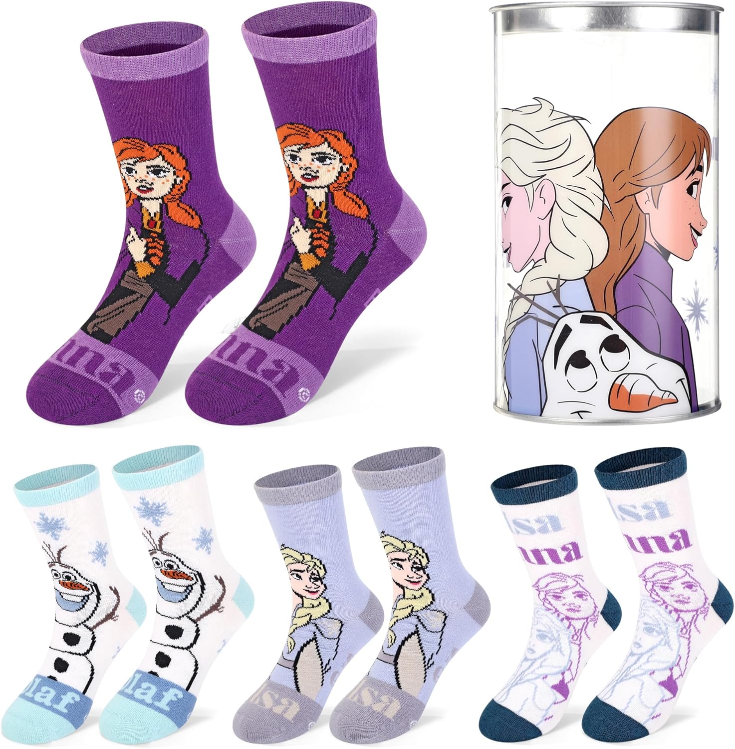 Lot de 4 paires de chaussettes Disney La Reine des Neiges en coton avec tirelire ronde – Image 6