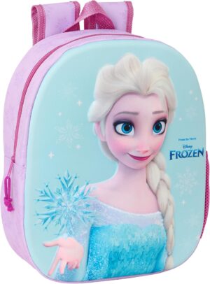 Sac à dos d'école Frozen 3D bleu céleste adaptable au chariot