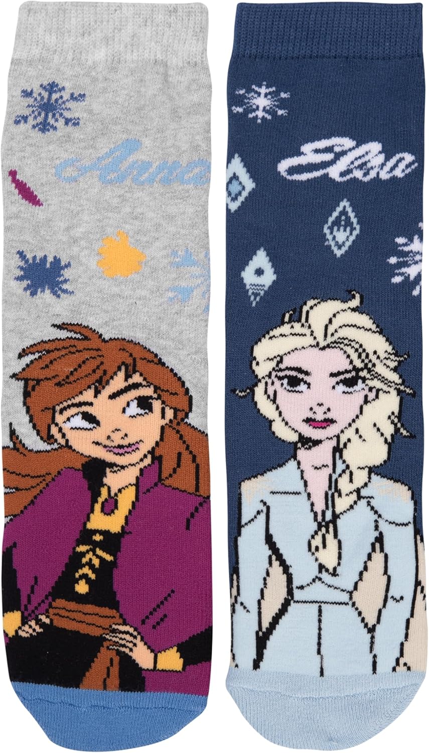Disney La Reine des Neiges, lot de 2 paires de chaussettes antidérapantes ABS gris/bleu pour fille – Image 3
