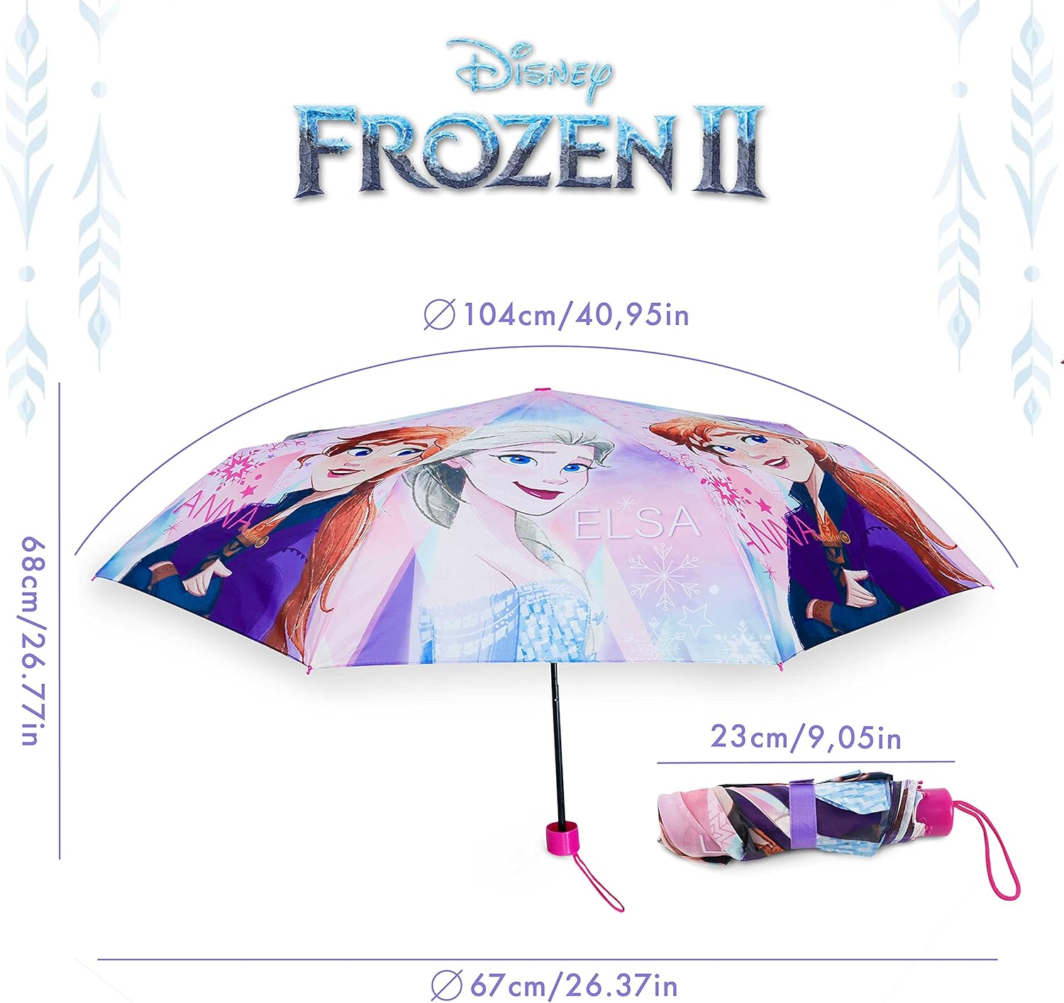 Parapluie pliant enfant Frozen avec housse de rangement – Image 2