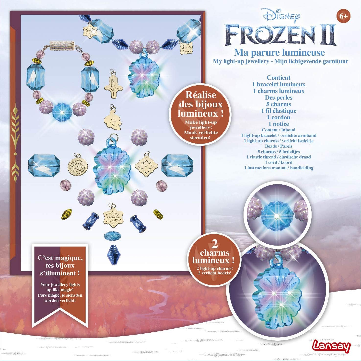 Parure lumineuse Reine des Neiges 2 avec bracelet et charms - Lansay – Image 4