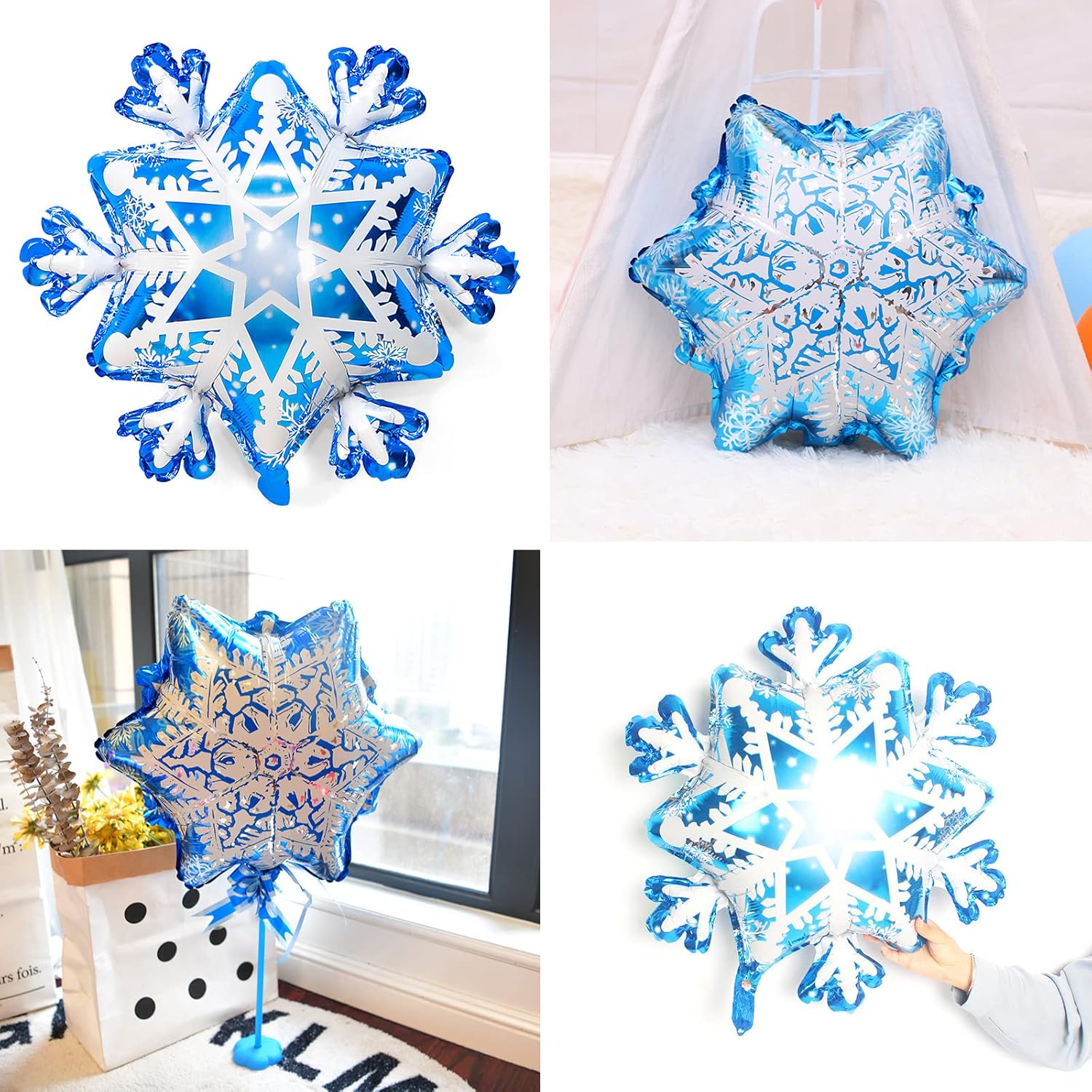 Lot de 2 ballons La Reine des Neiges flocons de neige en aluminium et latex – Image 7