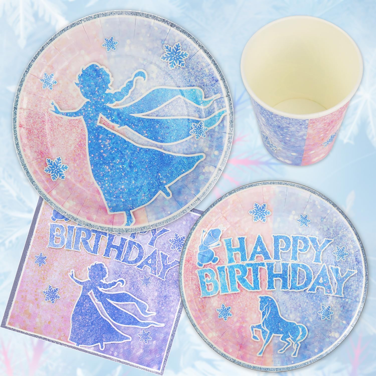 Vaisselle La Reine des Neiges 50 pièces pour 10 invités – Image 3