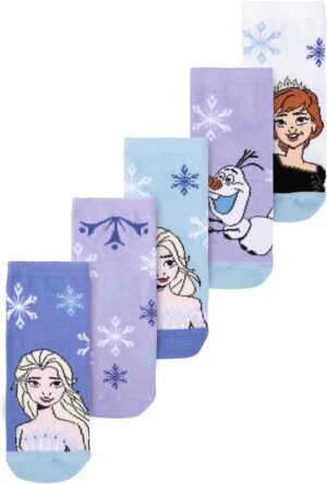 Socquettes fille Disney La Reine des Neiges, lot de 5 paires violet et blanc