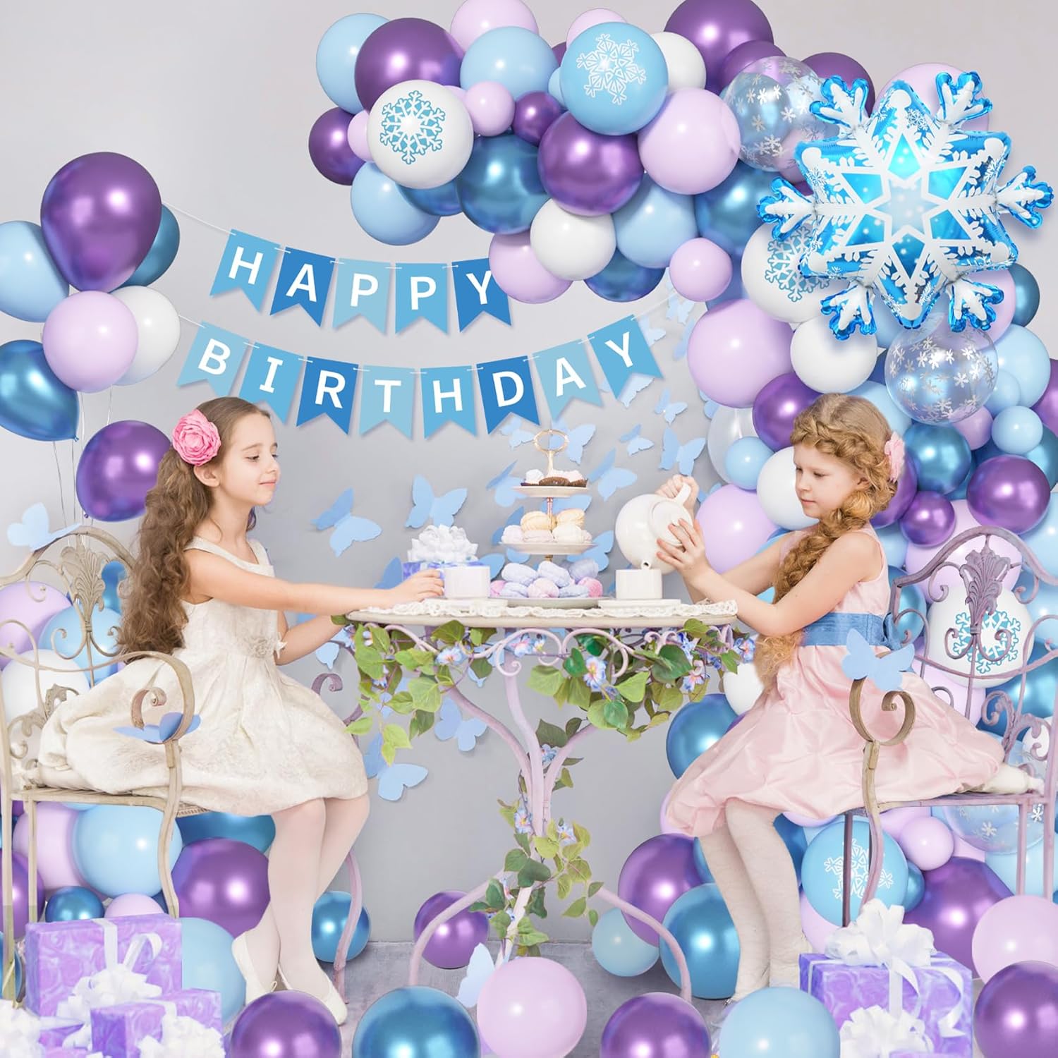 Kit de 173 pièces ballons La Reine des Neiges violet blanc 12 pouces – Image 6