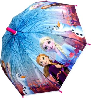 Parapluie canne La Reine des Neiges Anna et Elsa rose et violet 66 cm