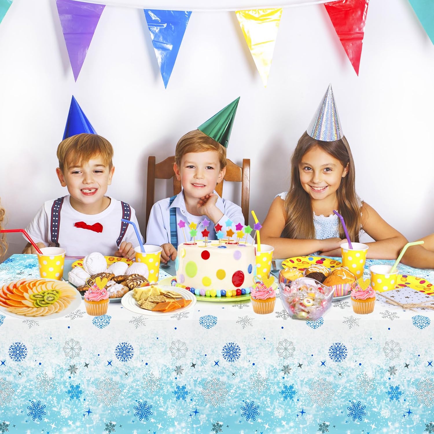 Nappe d'anniversaire Reine des Neiges en plastique jetable 54 x 108 – Image 6