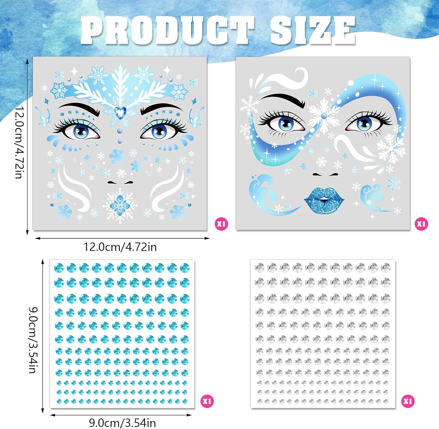 Tatouages visage La Reine des Neiges Elsa avec pierres scintillantes – Image 2