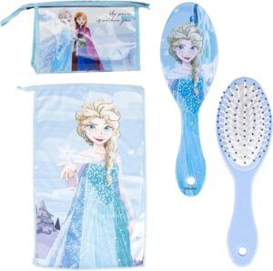 Trousse de toilette transparente La Reine des Neiges bleue avec peigne, serviette et sac