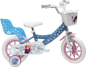 Vélo 12' La Reine des Neiges / Frozen bleu ciel avec panier et stabilisateurs
