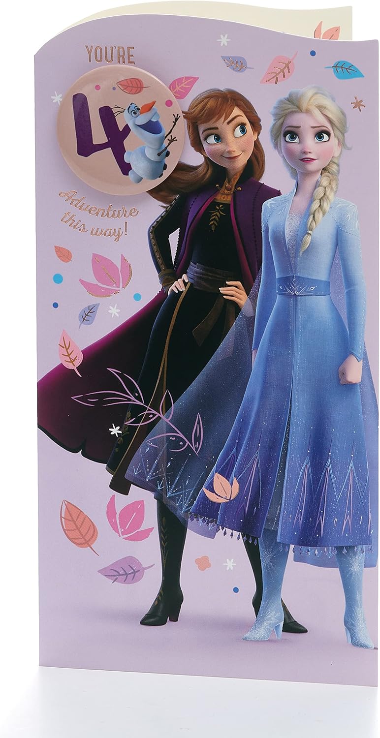 Carte d'anniversaire Disney La Reine des Neiges 4 ans Elsa et Anna avec enveloppe – Image 5