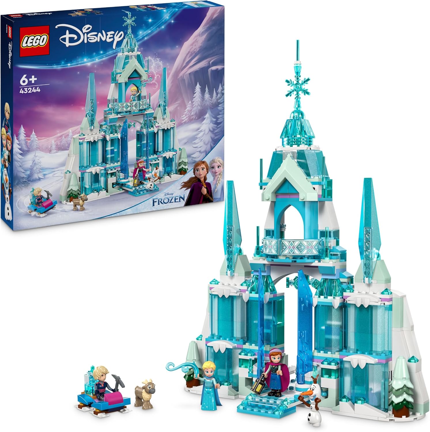 LEGO Disney Palais de glace d’Elsa avec château, Anna et Elsa 43244