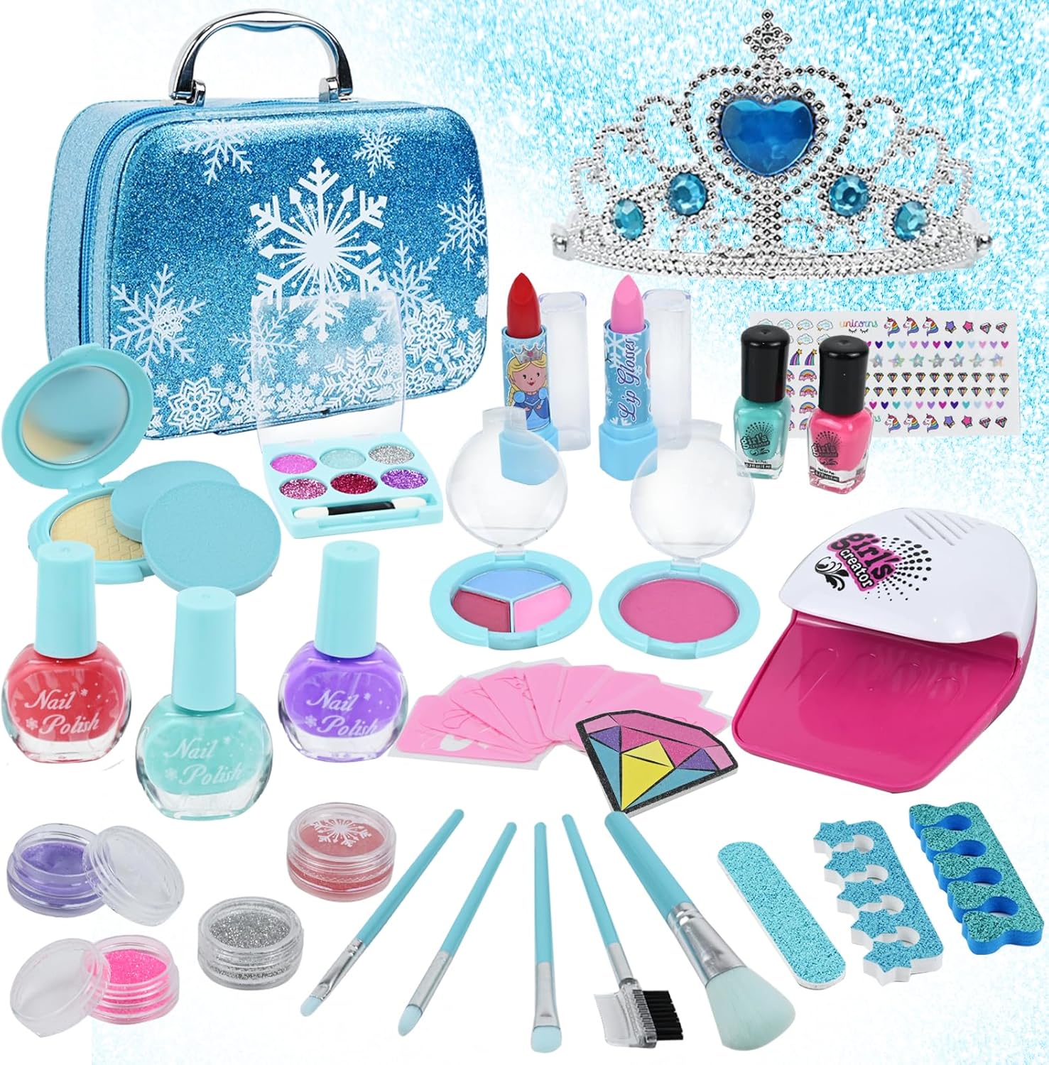 Coffret maquillage lavable Reine des Neiges avec couronne pour enfant