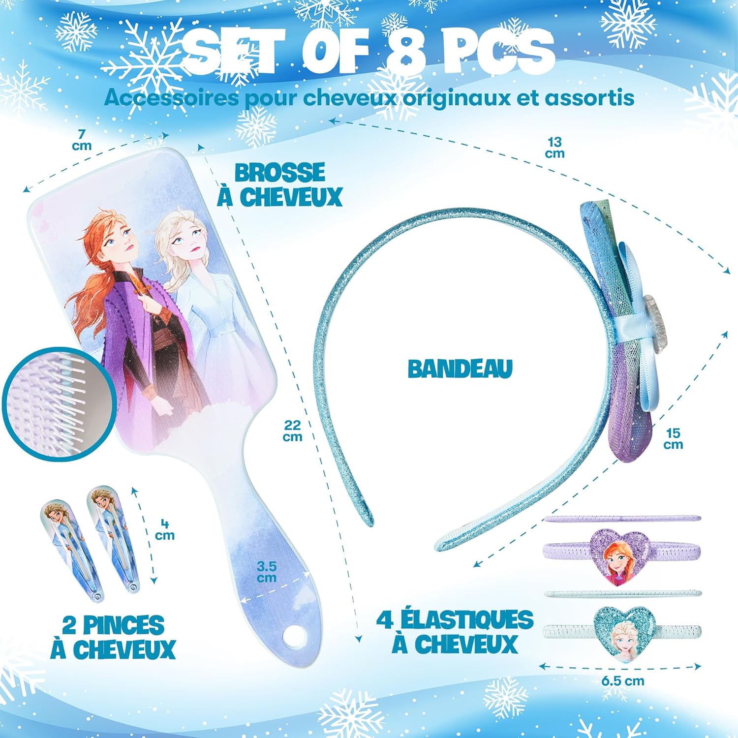Kit cheveux Disney La Reine des Neiges Elsa et Anna avec serre-tête et brosse – Image 2