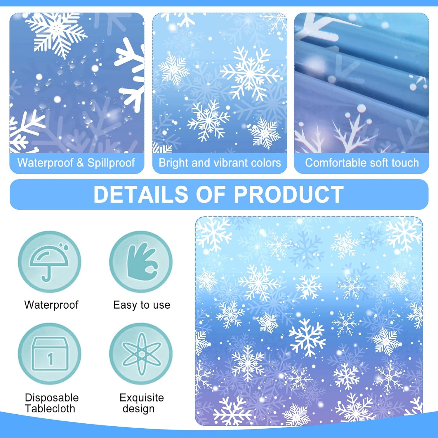 Nappe d’anniversaire Reine des Neiges en plastique 137 x 274 cm, lot de 2 – Image 3