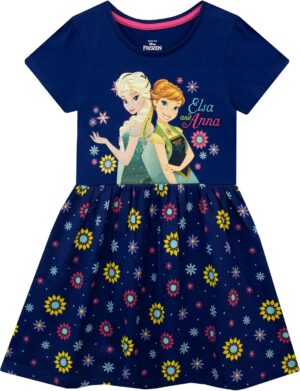 Robe Disney La Reine des Neiges fille à manches courtes Anna et Elsa