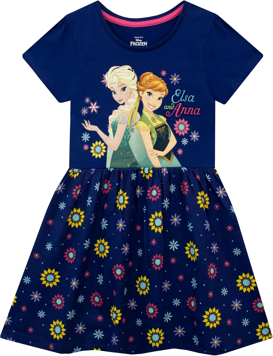 Robe Disney La Reine des Neiges fille à manches courtes Anna et Elsa