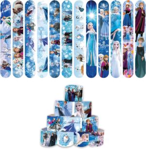 Bracelets slap Frozen multicolores pour enfants, lot de 24