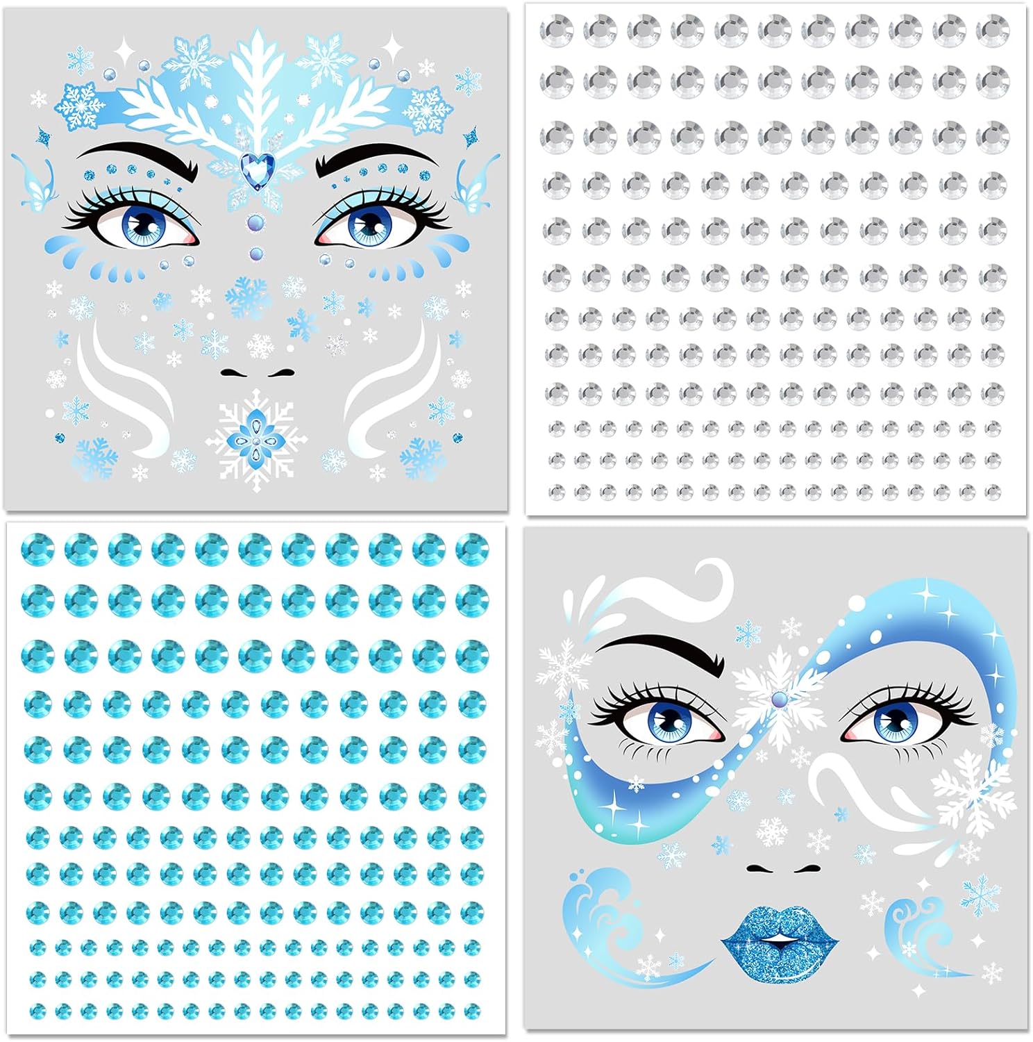 Tatouages visage La Reine des Neiges Elsa avec pierres scintillantes – Image 8